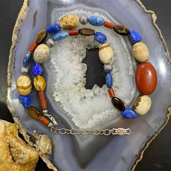 Carolyn Pollack Southwestern Style Sterling Earth Tone Multi Gemstone Necklace - Picture 7 of 10